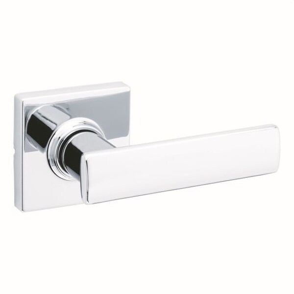 Breton Lever with Square Rose Passage Door Lock with 6AL Latch and RCS Strike Bright Chrome Finish